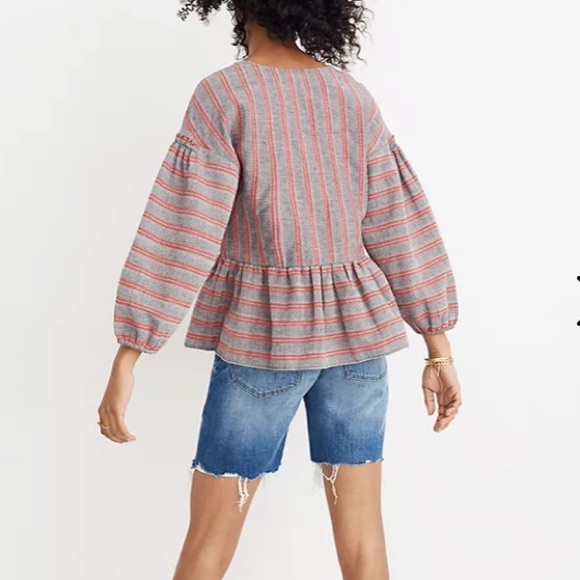 Madewell puffy 3/4 sleeve blouse with peplum - Picture 9 of 9